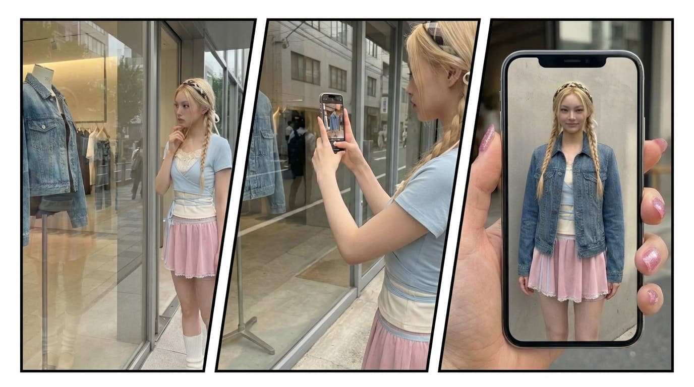 See clothes on yourself